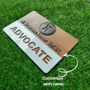 Customized Advocate Wooden Acrylic Name Plate | advocate