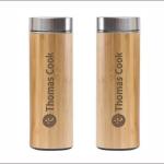 Bamboo Water Bottle, Stainless Steel Flask Water Bottle/Thermos With Tea Strainer | Double Wall Vacuum Insulated | Hot & Cold, 450 ML