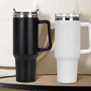 Stainless Steel Vacuum Insulated Tumbler with Lid and Straw for Water, Iced Tea or Coffee, Smoothie and More, Cream , 40 oz