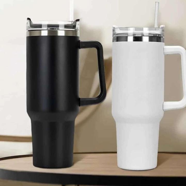 Stainless Steel Vacuum Insulated Tumbler with Lid and Straw for Water, Iced Tea or Coffee, Smoothie and More, Cream , 40 oz